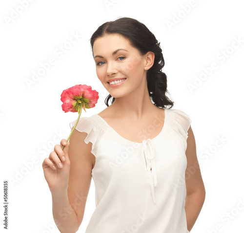 Photo: young and beautiful woman with flower young and beautiful woman with flower