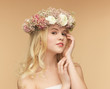 Woman Wearing Wreath Of Flowers
