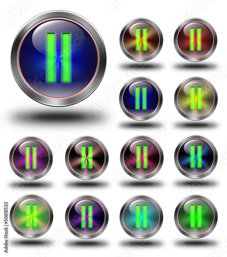 Illustration: Pause glossy icons, crazy colors Pause glossy icons, crazy colors
