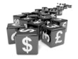 Currency dice in black