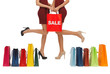 long legs with shopping bags