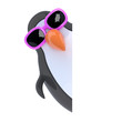 3d Plastic penguin peeps round the corner
