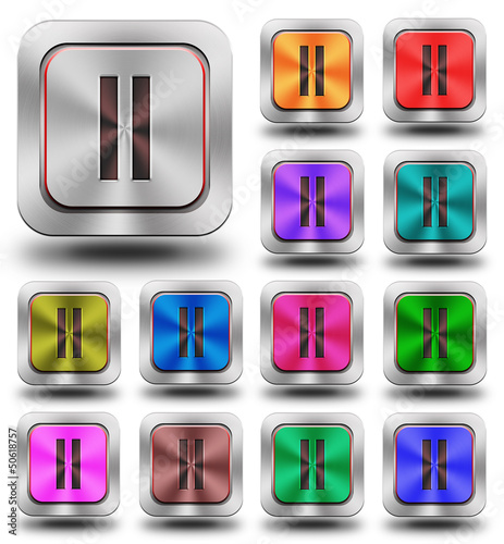 Illustration: Pause aluminum glossy icons, crazy colors Pause aluminum glossy icons, crazy colors
