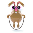 Chocolate bunny skips for fun in her sunglasses