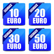 Vektor: button eckig 10 20 30 50 euro cashback I button eckig 10 20 30 50 euro cashback I