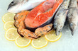 Fresh seafood on ice