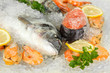 Fresh seafood on ice
