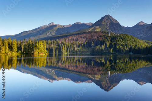 Photo: Nature mountain scene with beautiful lake in Slovakia Tatra - St Nature mountain scene with beautiful lake in Slovakia Tatra - St