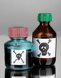 Deadly poison in bottles on grey background
