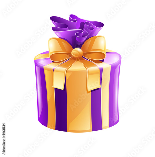 Vector: holiday gift with gold ribbon isolated on white background holiday gift with gold ribbon isolated on white background
