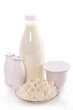 Photo: Dairy products isolated on white background Dairy products isolated on white background