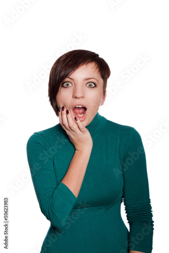 Photo: Young girl in green jumper Young girl in green jumper