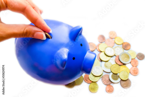 Photo: Coins and moneybox Coins and moneybox