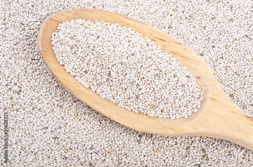 Photo: Chia Seeds in a Wooden Spoon Chia Seeds in a Wooden Spoon