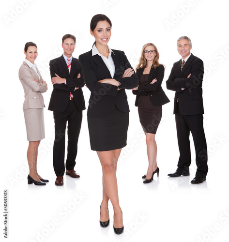 Photo: Portrait of happy businesswoman and her team Portrait of happy businesswoman and her team