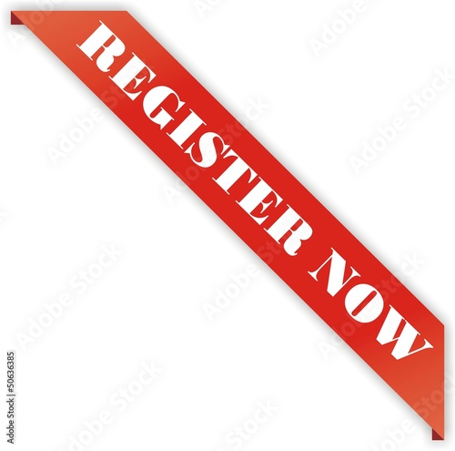 Vector: étiquette bordure register now étiquette bordure register now