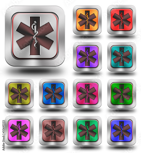 Illustration: Pharmacy aluminum glossy icons, crazy colors Pharmacy aluminum glossy icons, crazy colors