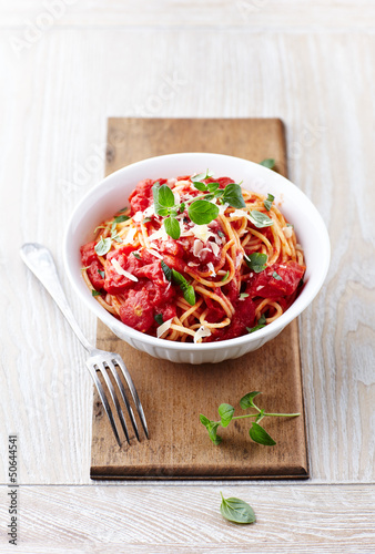 Photo: Spaghetti with tomato sauce and parmesan Spaghetti with tomato sauce and parmesan