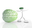 Thinking icon with a futuristic character on a white bakground
