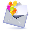 Envelope with balloons and letter