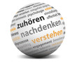zuhören nachdenken verstehen 3d kugel