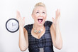 Excited business woman meeting time schedule