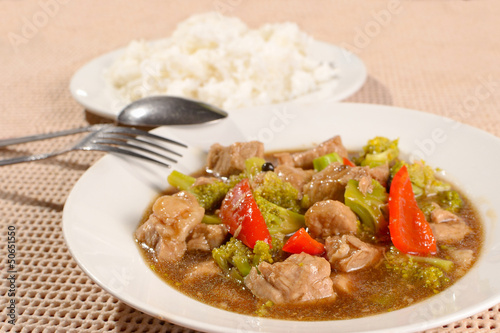 Photo: pork brocoli with rice pork brocoli with rice