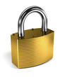 Padlock over white background