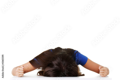 Photo: Young sad woman, have big problem or depression Young sad woman, have big problem or depression