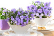 Tischdekoration, Blumenschmuck, Kaffeetafel