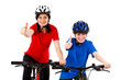 Cyclists isolated on white background