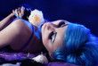 Beautiful gothic woman with blue hairs