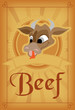 Vector vintage beef meat poster