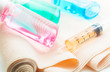 Vaccine with medicine vials and syringe