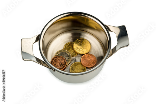 Photo: Kochtopf und Euromünzen Kochtopf und Euromünzen