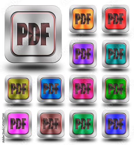 Illustration: PDF aluminum glossy icons, crazy colors PDF aluminum glossy icons, crazy colors