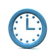 Blue clock icon, 3d