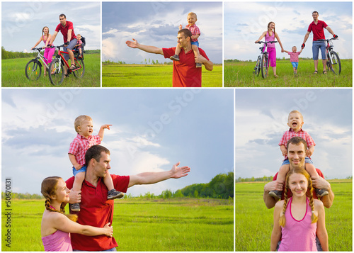 Photo: Collage of happy family Collage of happy family