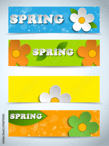 Vector: Beautiful Spring Flowers Set of Banners Beautiful Spring Flowers Set of Banners