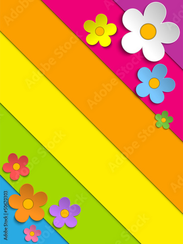 Vector: Beautiful Spring Flowers Rainbow Background Beautiful Spring Flowers Rainbow Background