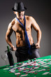 Naked broke businessman in casino