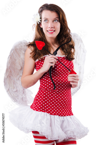 Photo: Woman with bow in valentine concept Woman with bow in valentine concept