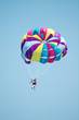 Multi coloured parachute over the blue sky