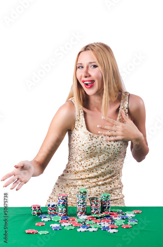 Photo: Woman in casino playing cards Woman in casino playing cards
