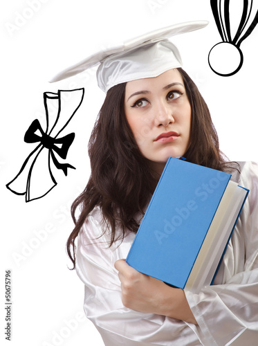 Photo: Happy graduate on white background Happy graduate on white background