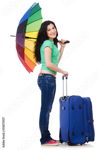 Photo: Girl departing for summer vacation Girl departing for summer vacation