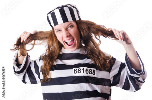 Photo: Convict criminal in striped uniform Convict criminal in striped uniform