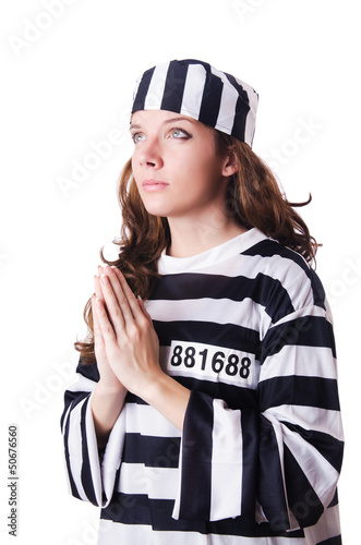 Photo: Convict criminal in striped uniform Convict criminal in striped uniform