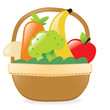 Fresh fruits and veggies in a basket