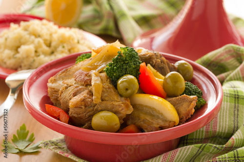 Photo: Tagine with meat and vegetables . Tagine with meat and vegetables .